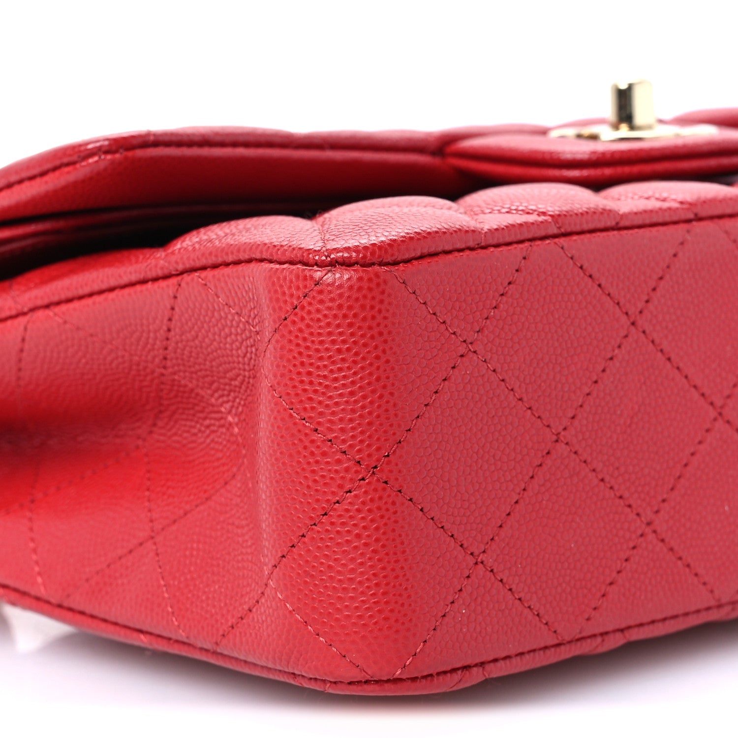 Caviar Quilted Small Double Flap Red