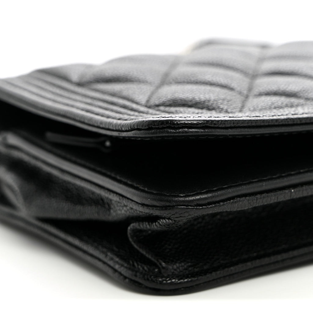 Caviar Quilted Boy Wallet On Chain WOC Black