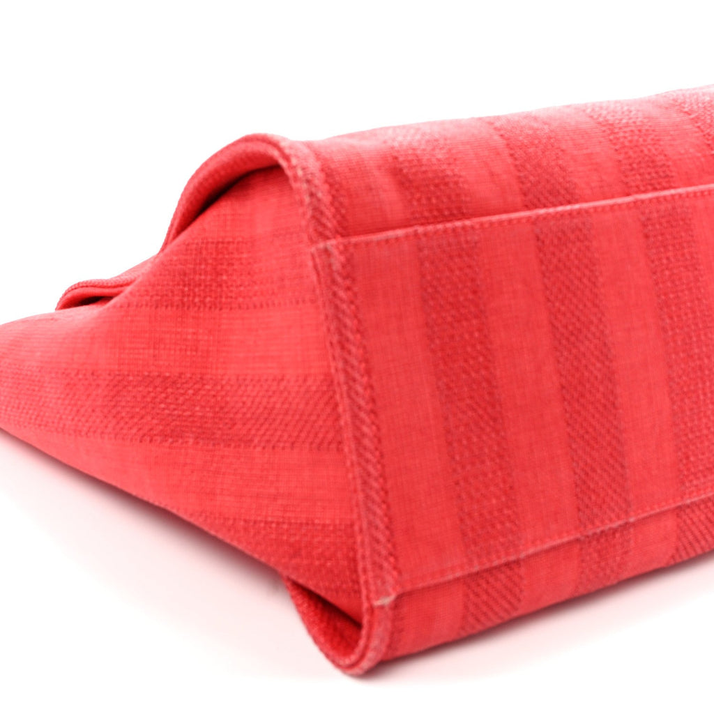 Mixed Fibers Striped Medium Deauville Tote Red