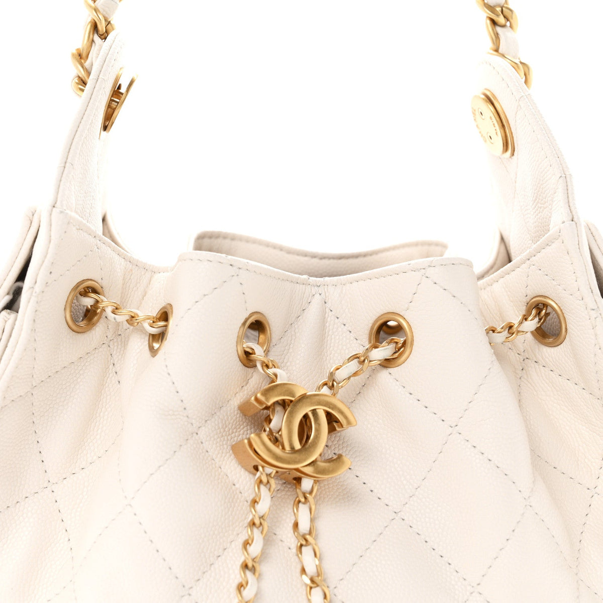 Caviar Quilted Mini Chanel 25 Handbag White