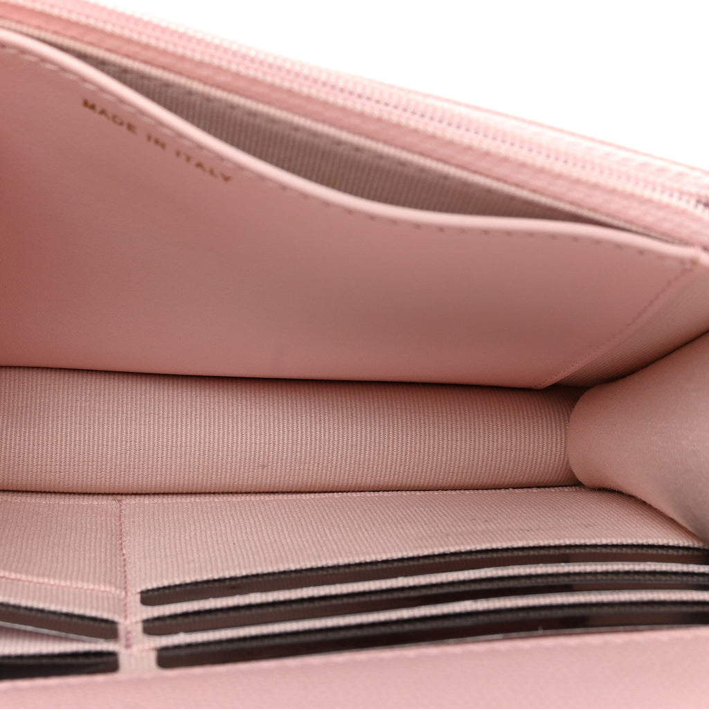 Caviar Quilted Crystal CC Wallet On Chain WOC Light Pink