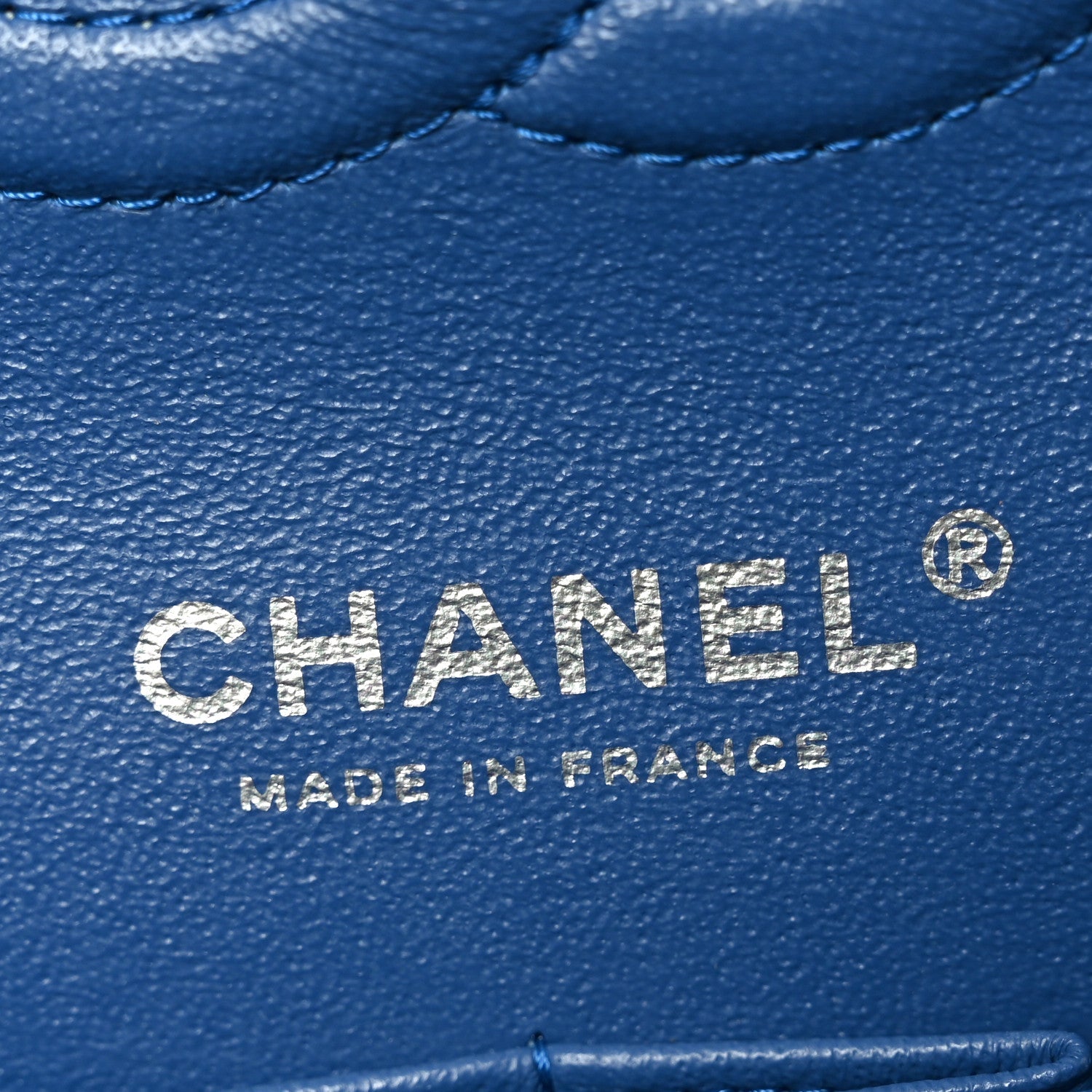 Caviar Chevron Quilted Medium Double Flap Blue