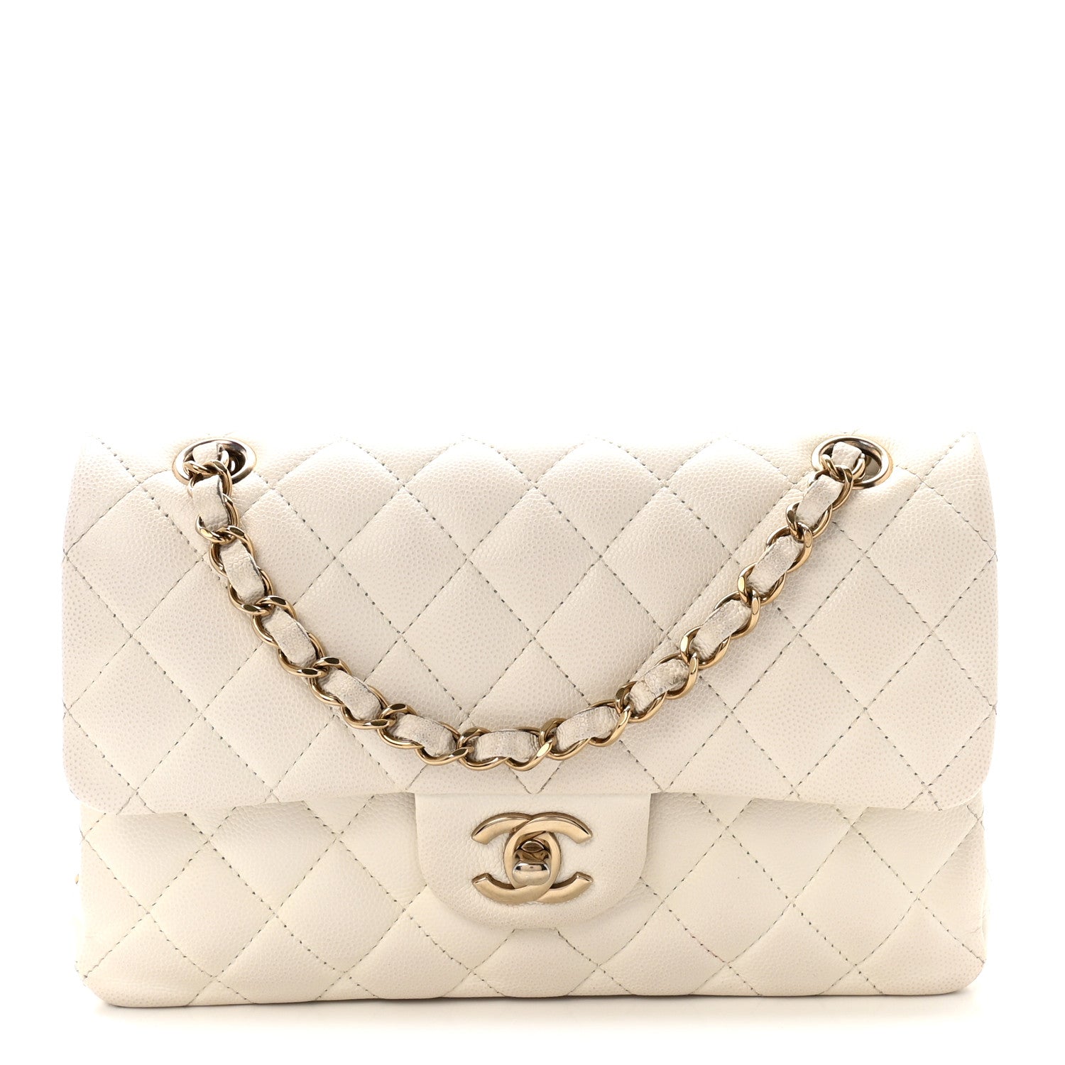 Caviar Quilted Small Double Flap White