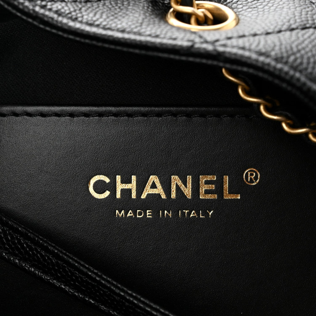 Caviar Quilted Medium Chanel 25 Handbag Black