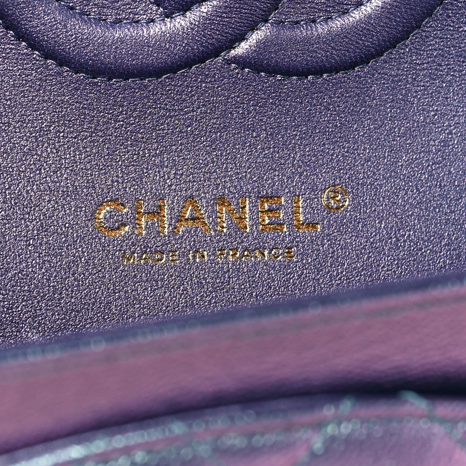 Iridescent Caviar Quilted Medium Double Flap Purple