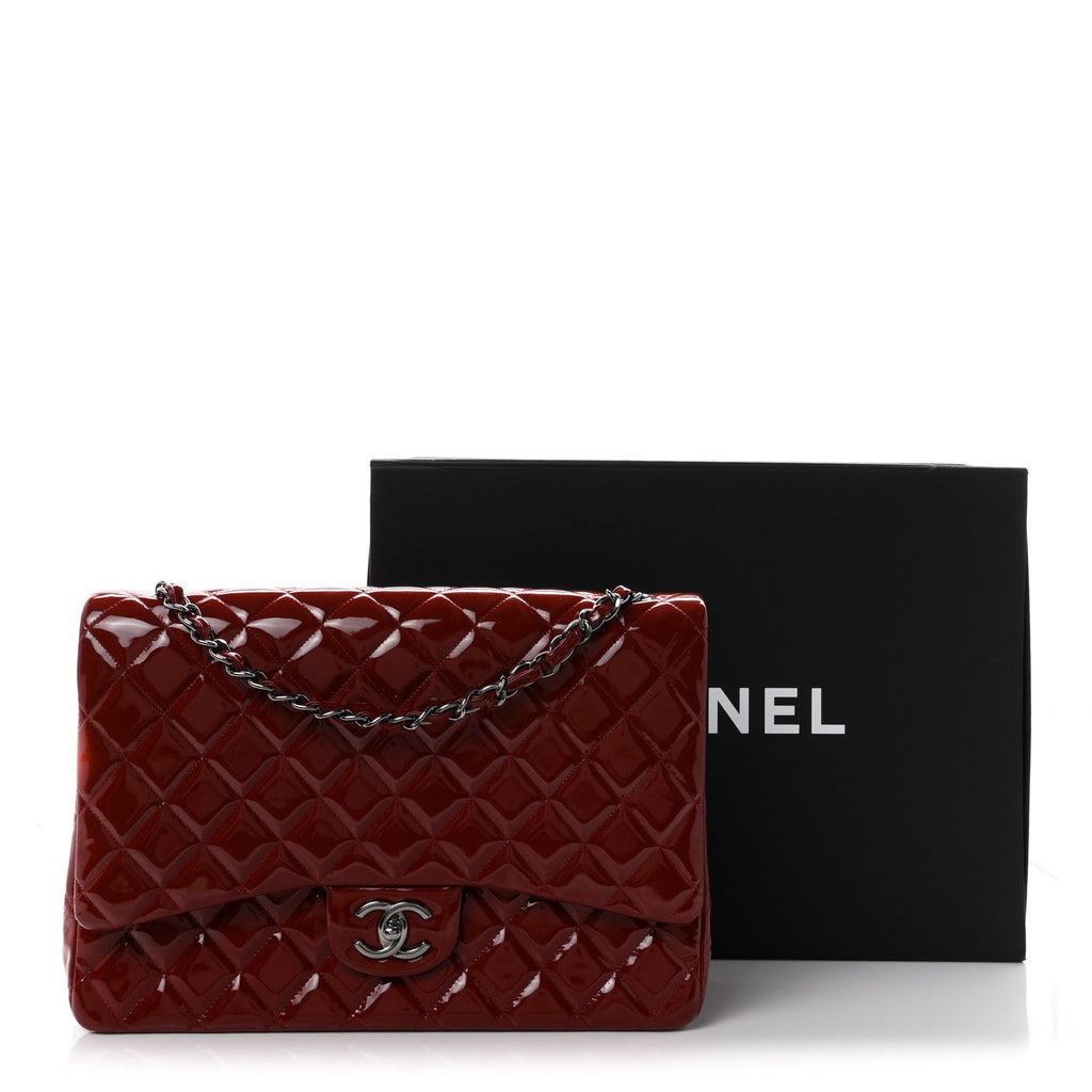 Patent Quilted Maxi Double Flap Red