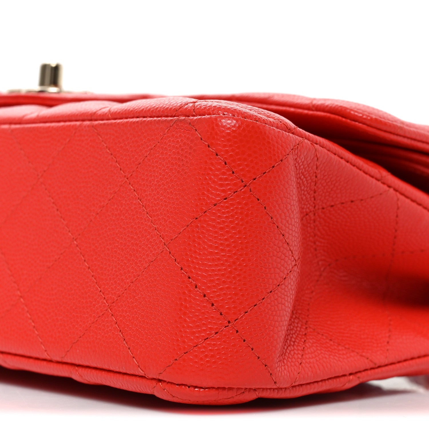 Caviar Quilted Medium Double Flap Red