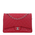 Caviar Quilted Maxi Double Flap Dark Red