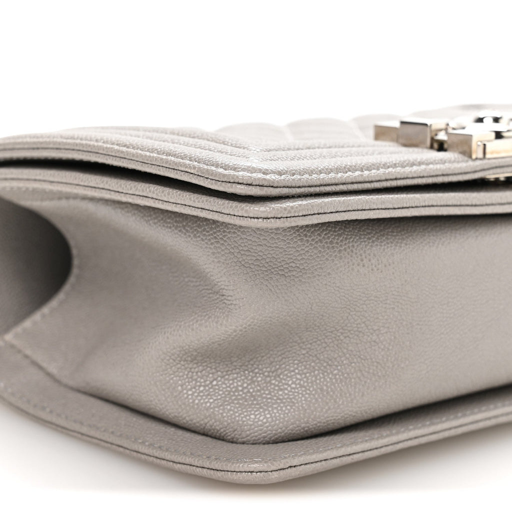 Caviar Quilted Small Boy Flap Grey
