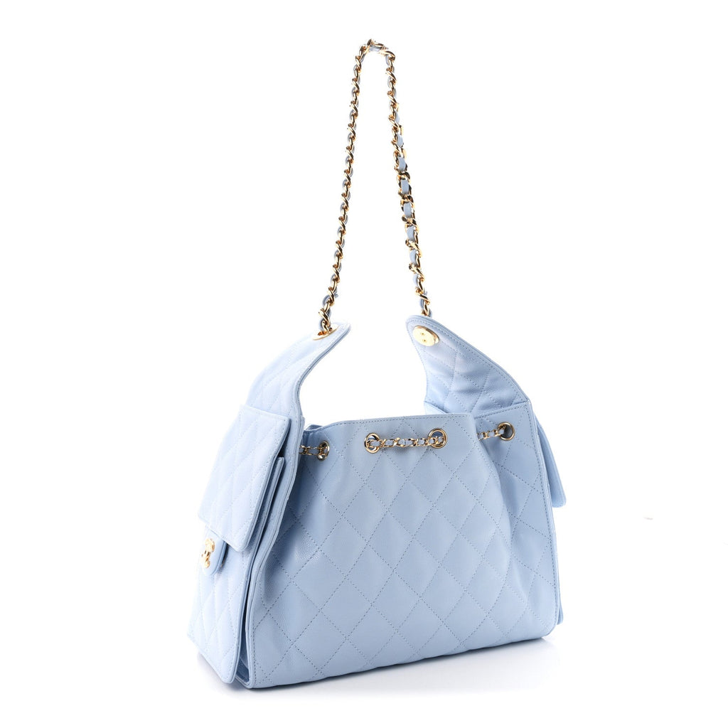 Caviar Quilted Small Chanel 25 Handbag Light Blue