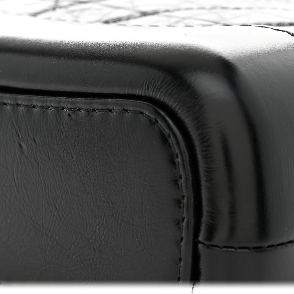 Aged Calfskin Chevron Quilted Small Gabrielle Hobo  Black