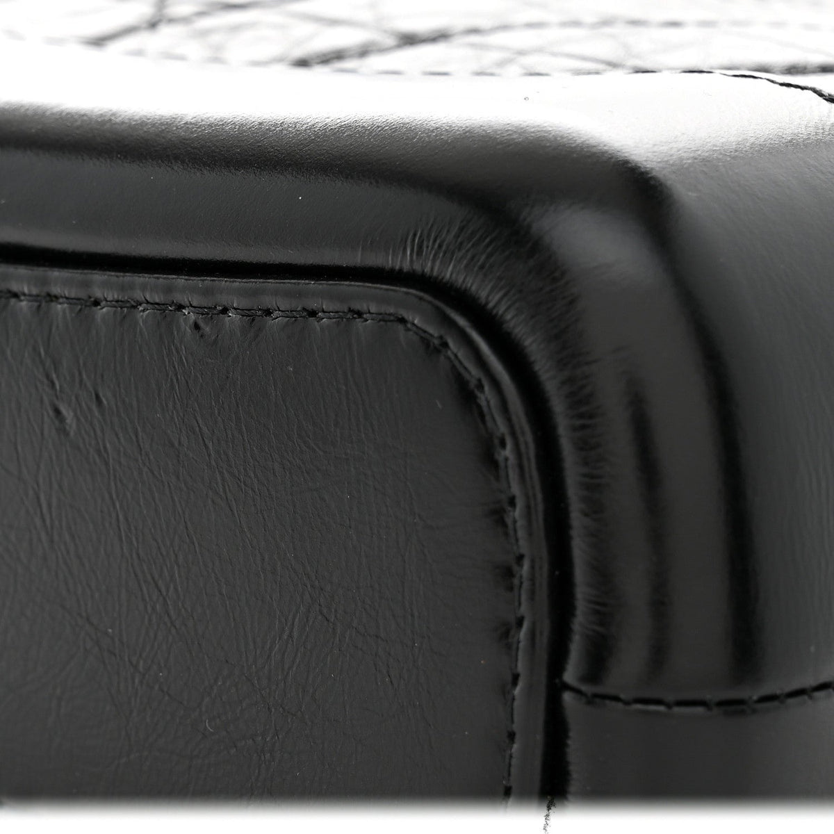 Aged Calfskin Chevron Quilted Small Gabrielle Hobo  Black