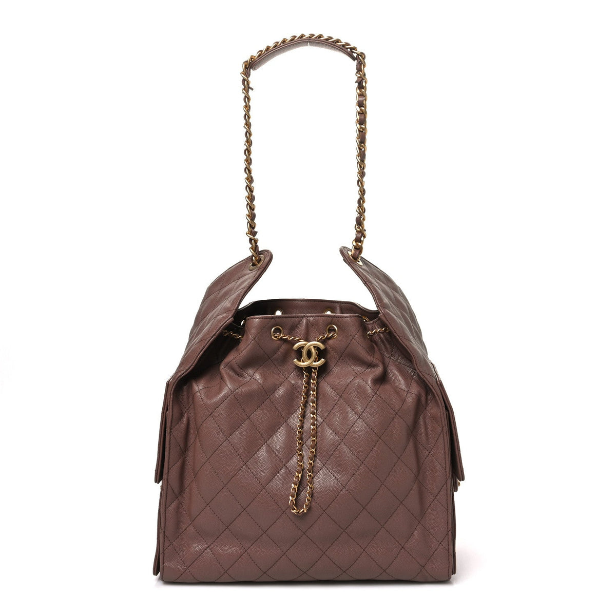 Caviar Quilted Medium Chanel 25 Handbag Brown