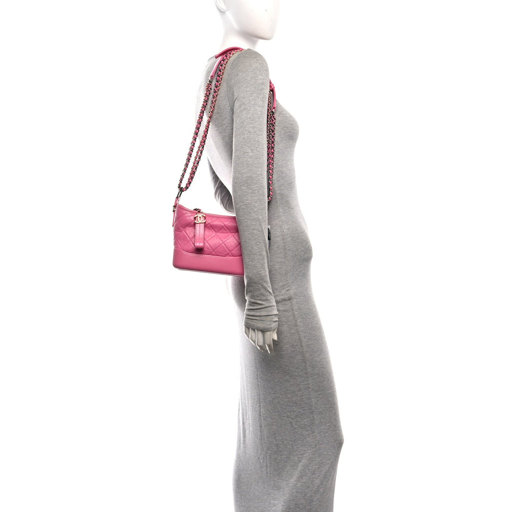 Aged Calfskin Quilted Small Gabrielle Hobo Pink