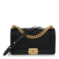 Calfskin Quilted Medium Boy Flap Black