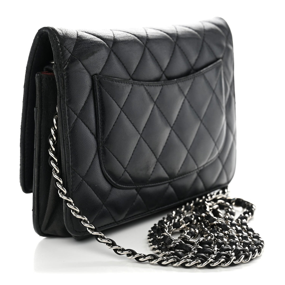 Lambskin Quilted Wallet On Chain WOC Black