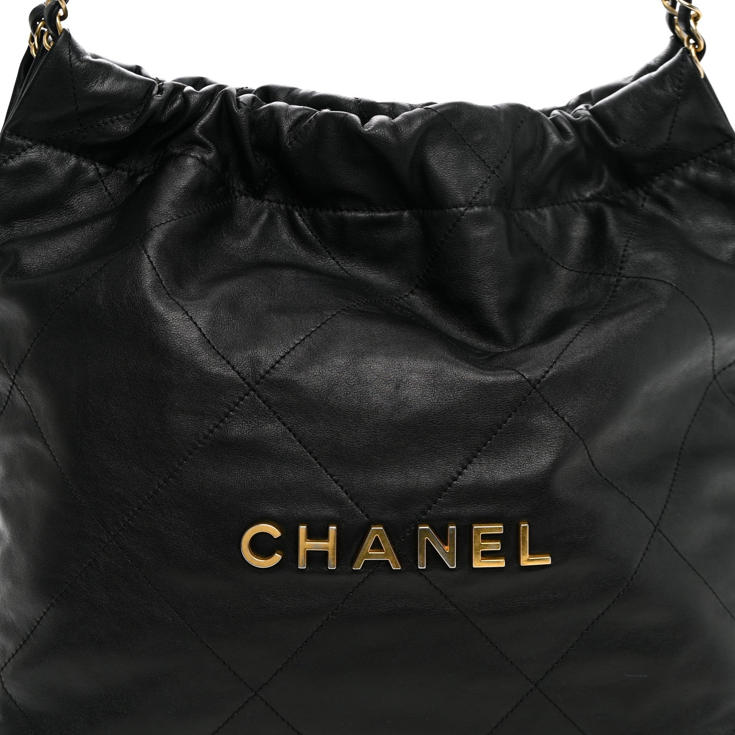 Shiny Calfskin Quilted Small Chanel 22 Black