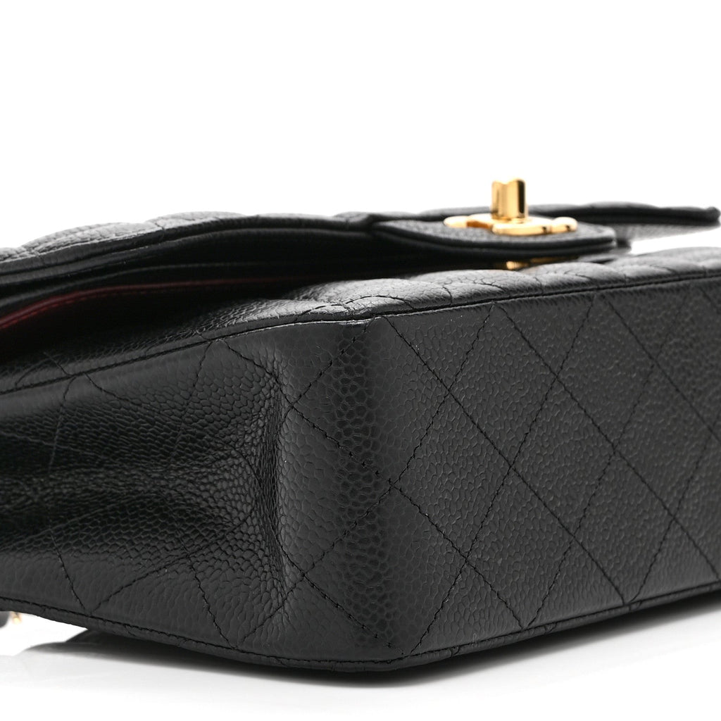 Caviar Quilted Small Double Flap Black