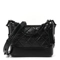 Aged Calfskin Quilted Small Gabrielle Hobo So Black