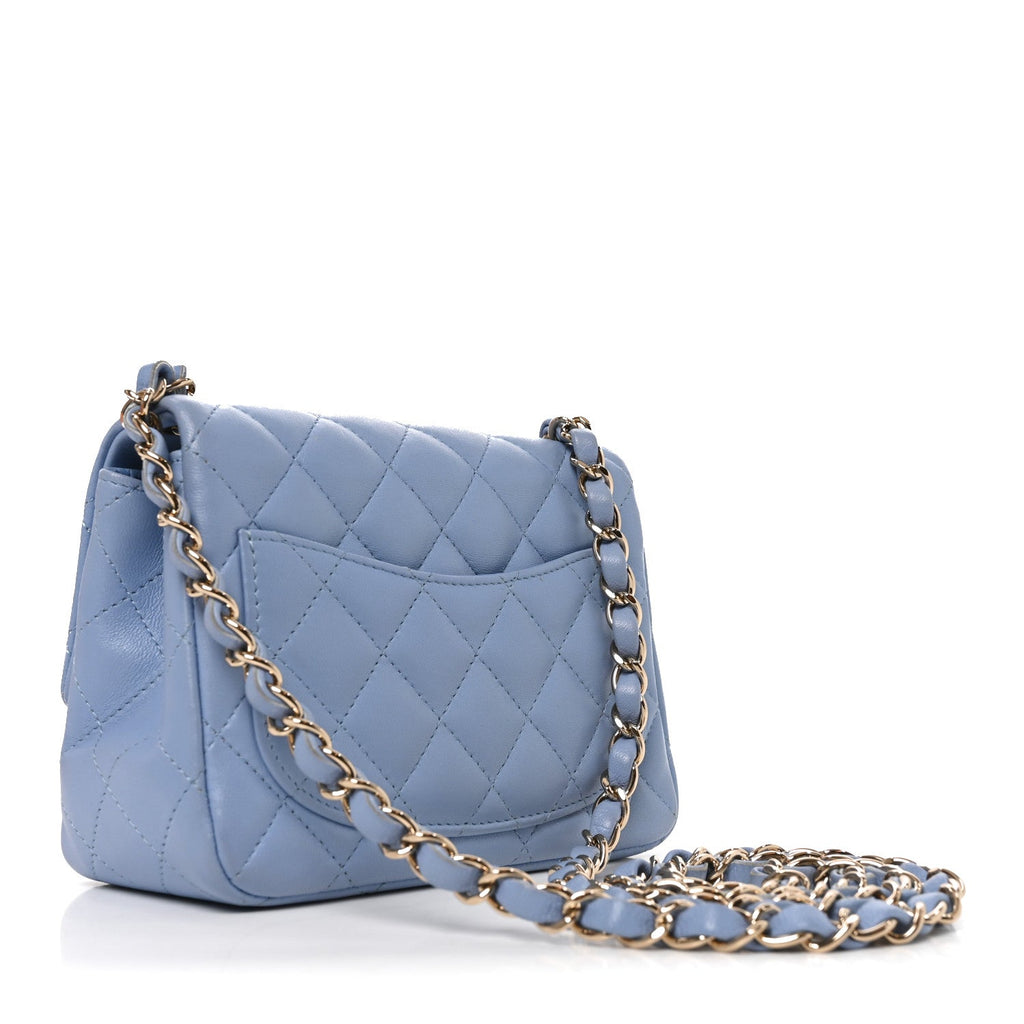 Lambskin Quilted Mini Square Flap Blue