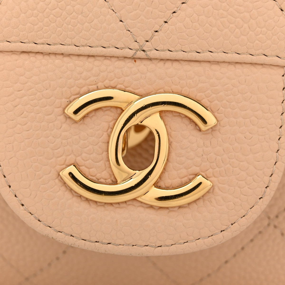 Caviar Quilted Jumbo Double Flap Beige Clair