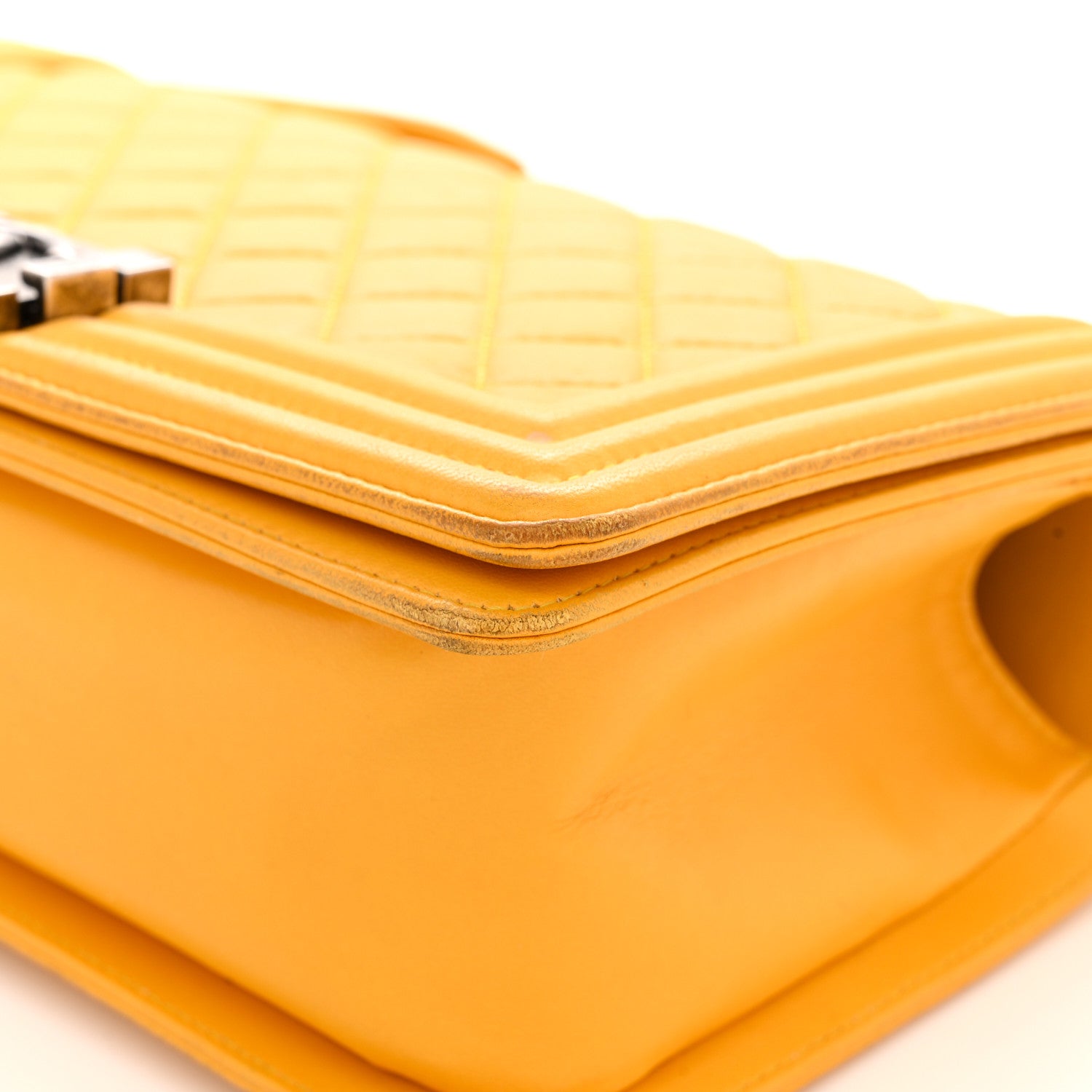 Lambskin Quilted Medium Boy Flap Yellow