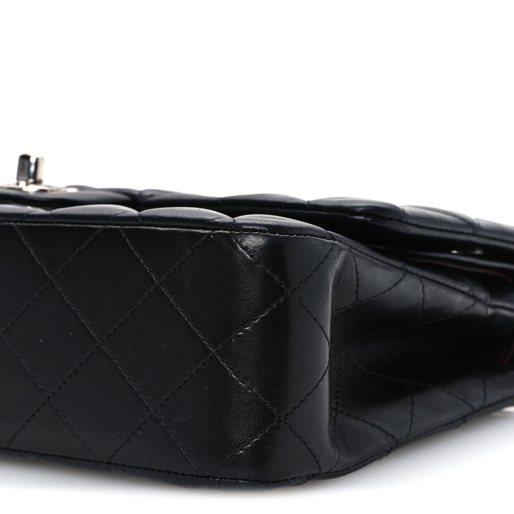 Lambskin Quilted Medium Double Flap Black Black
