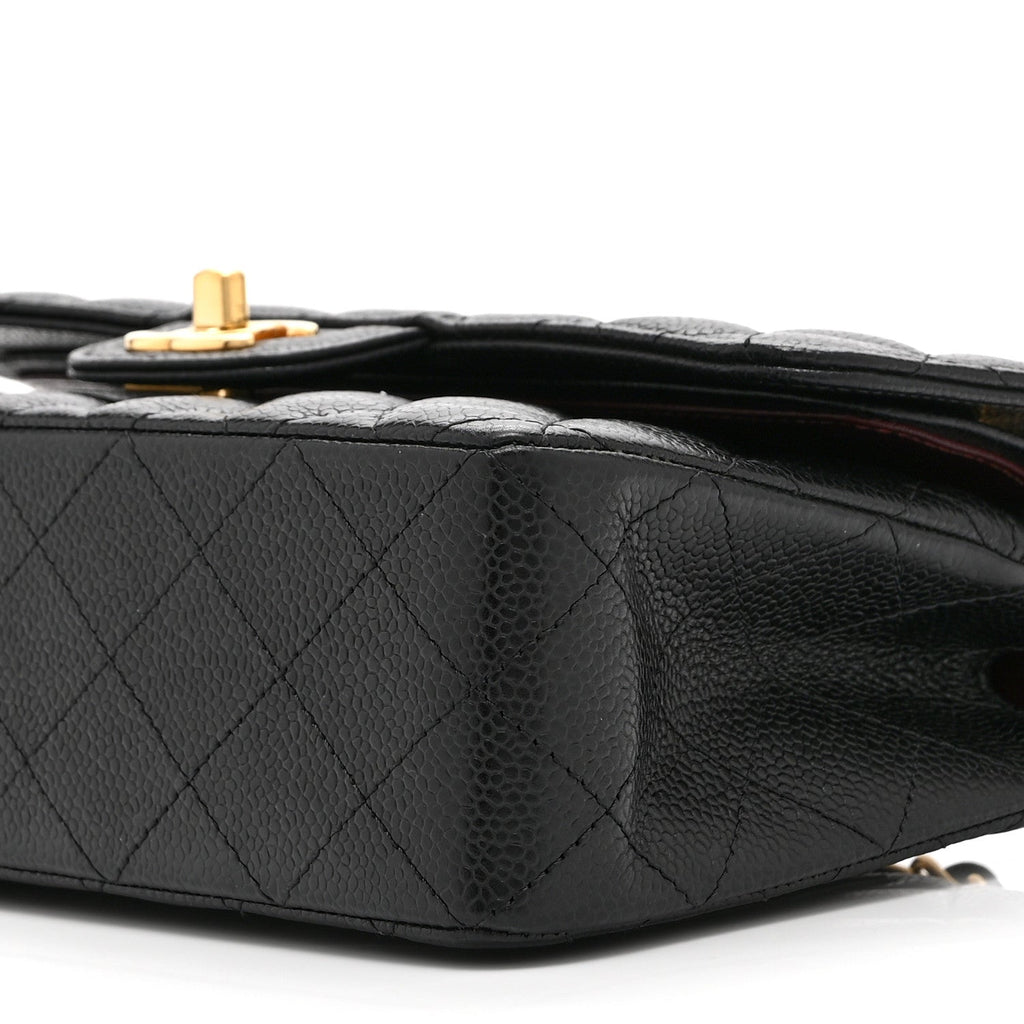 Caviar Quilted Small Double Flap Black