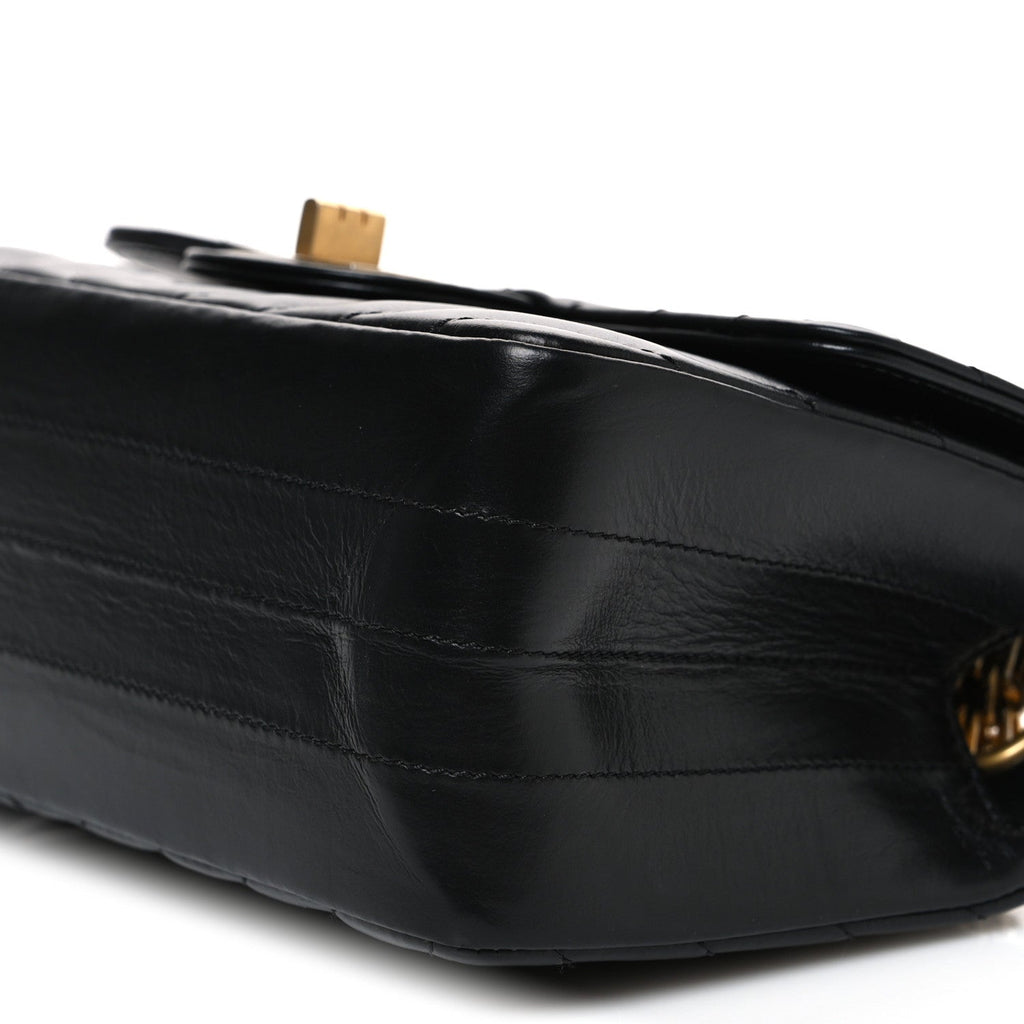 Aged Calfskin Chevron Quilted 2.55 Reissue Mini Flap Black