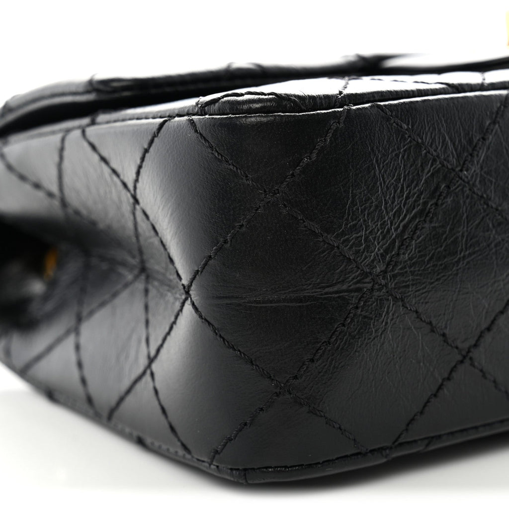 Aged Calfskin Quilted 2.55 Reissue Mini Flap Black