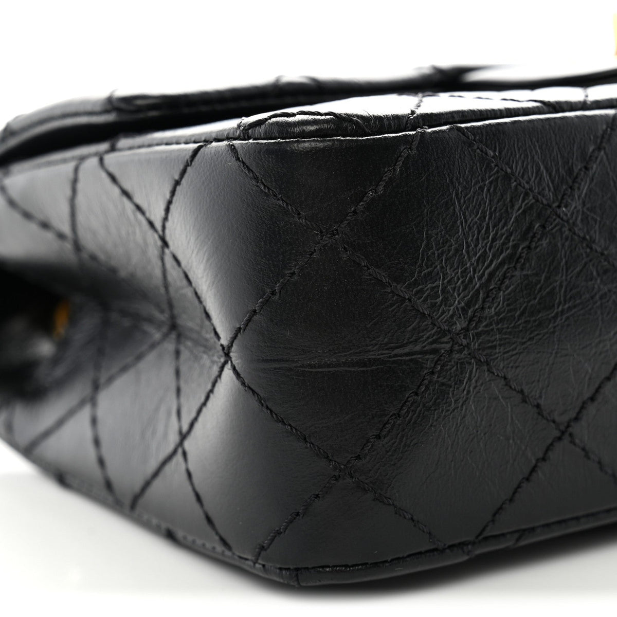 Aged Calfskin Quilted 2.55 Reissue Mini Flap Black