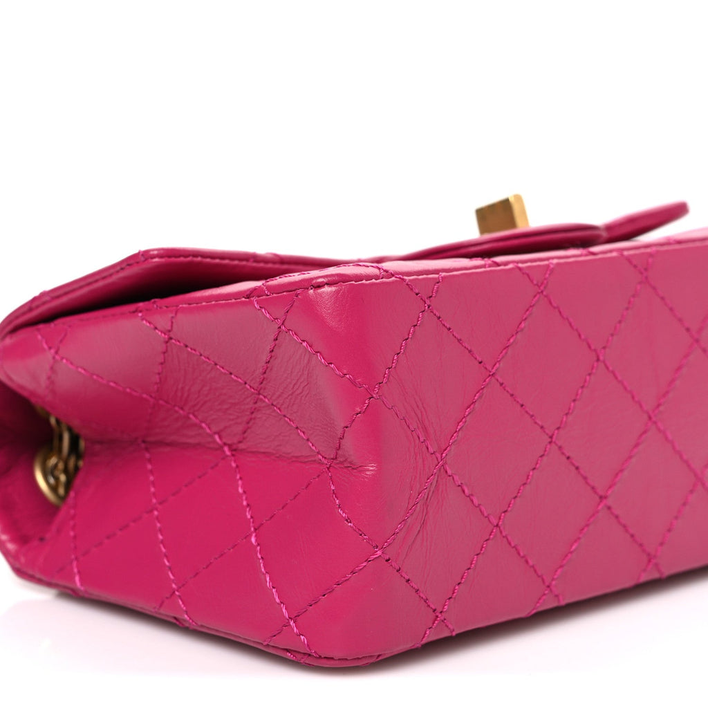 Aged Calfskin Quilted 2.55 Reissue Mini Flap Fuchsia