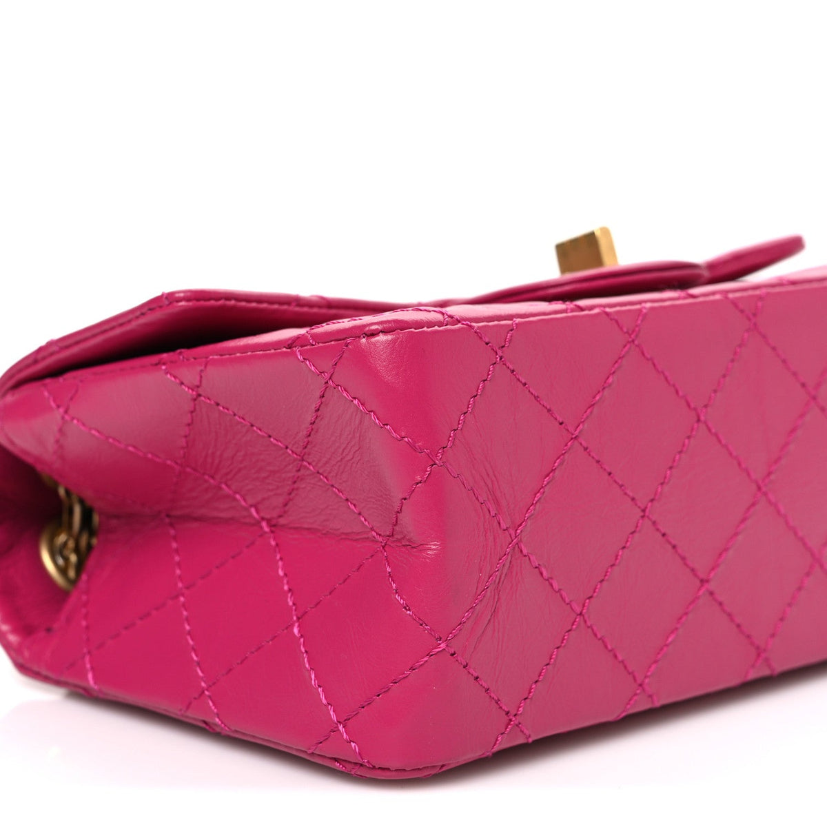 Aged Calfskin Quilted 2.55 Reissue Mini Flap Fuchsia