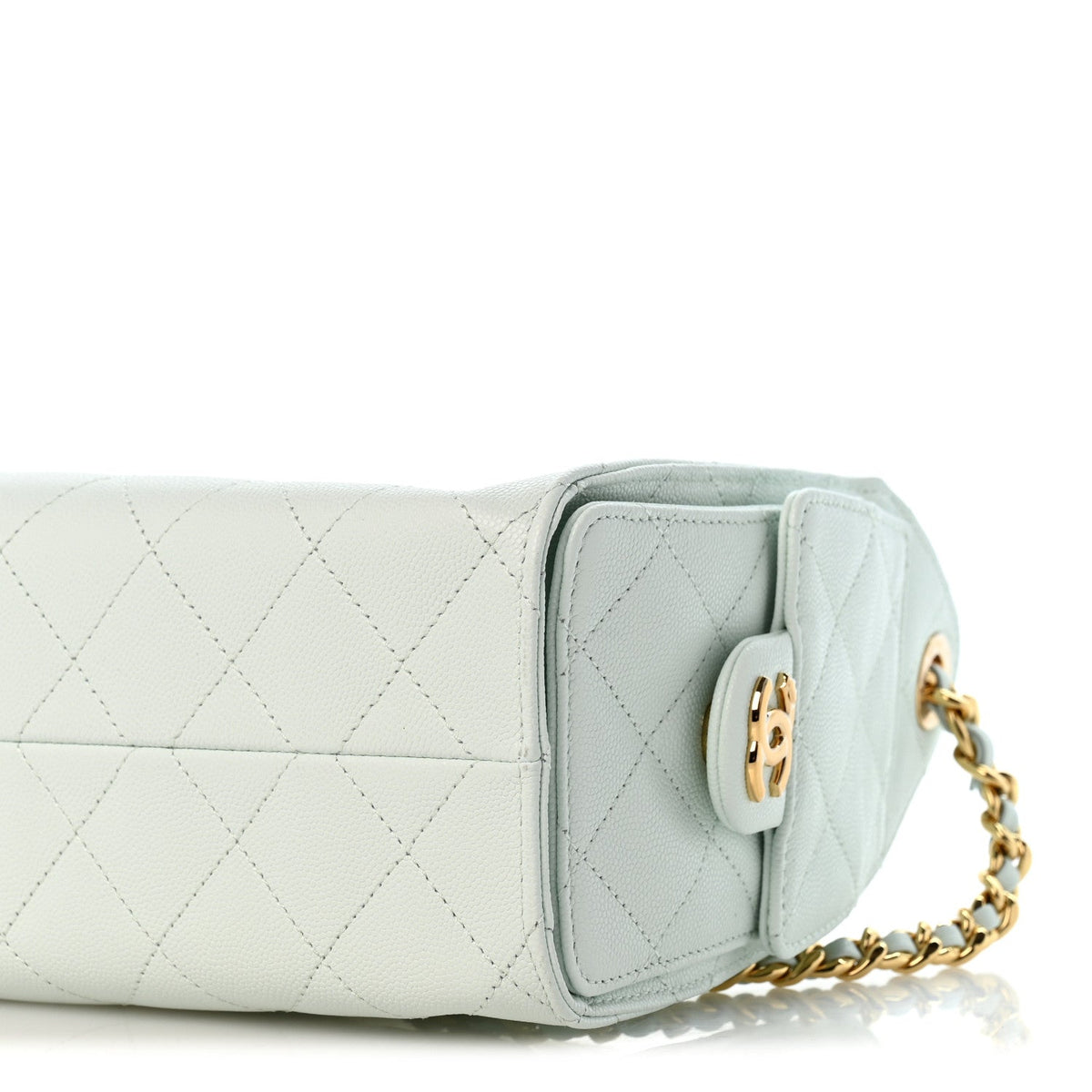 Caviar Quilted Mini Chanel 25 Handbag Light Green