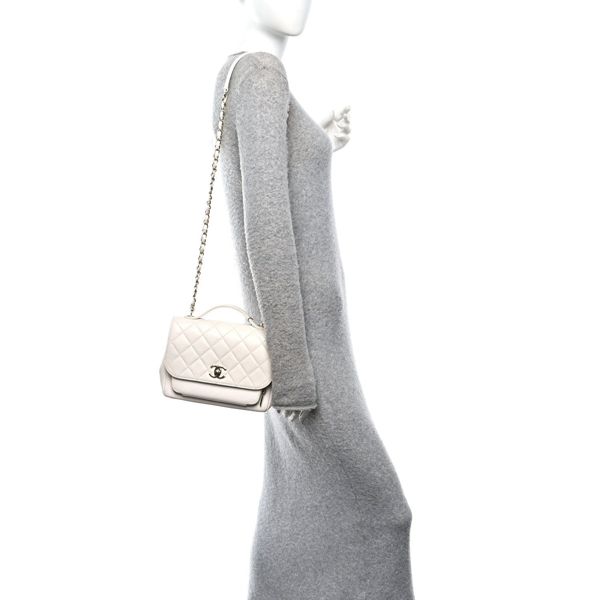 Caviar Quilted Medium Business Affinity Flap White