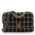Tweed Quilted Medium Chanel 19 Flap Black Beige