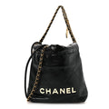 Shiny Calfskin Quilted Mini Chanel 22 Black White