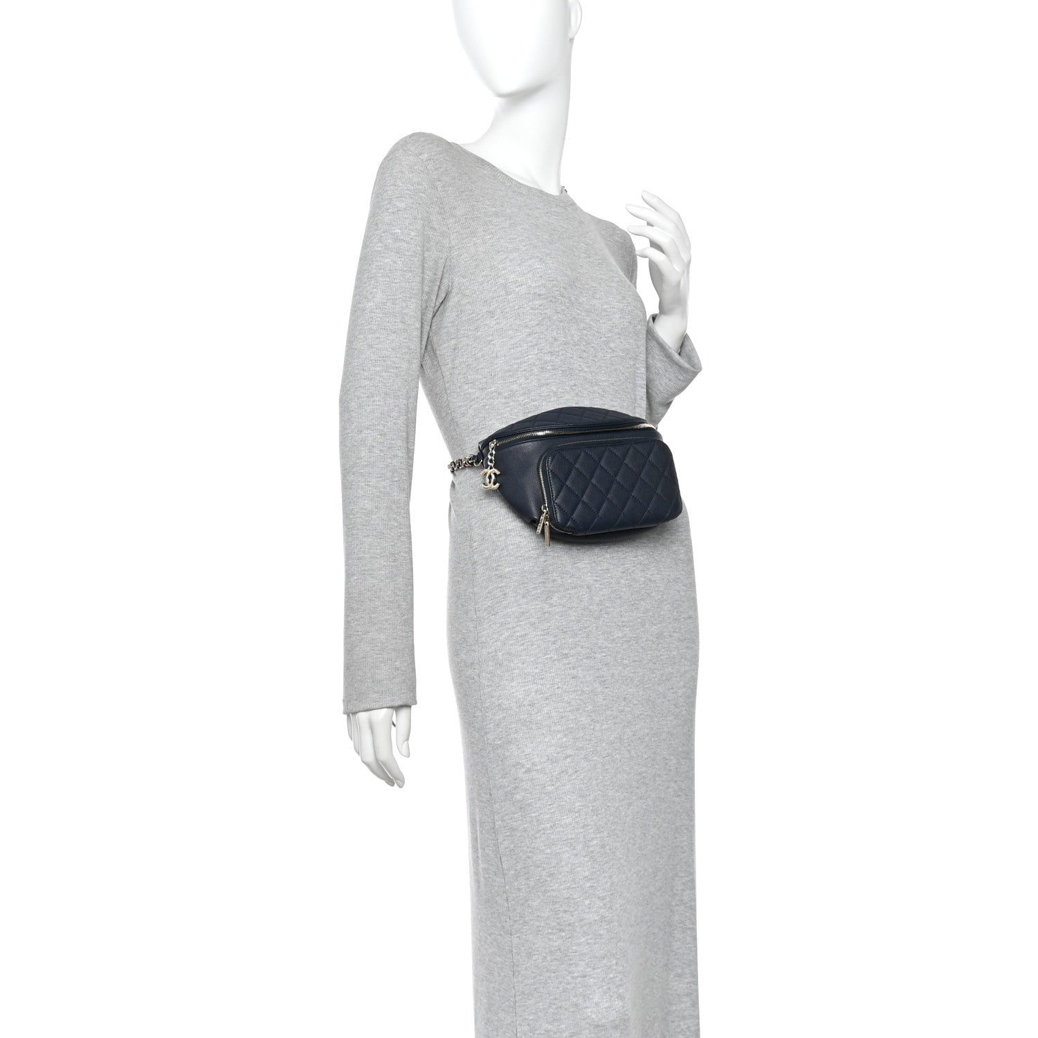 Caviar Quilted Business Affinity Waist Belt Bag Navy