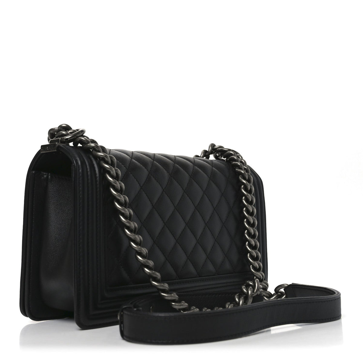 Calfskin Quilted Medium Boy Flap Black