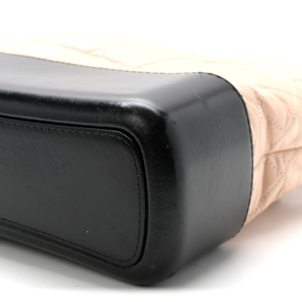 Aged Calfskin Quilted Medium Gabrielle Hobo Beige Black