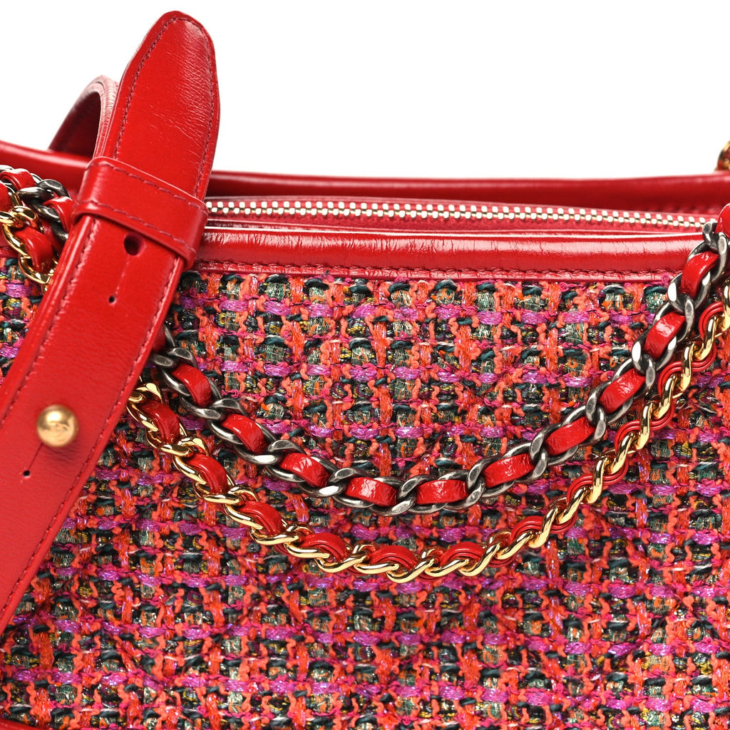 Tweed Calfskin Small Gabrielle Hobo Red Multicolor