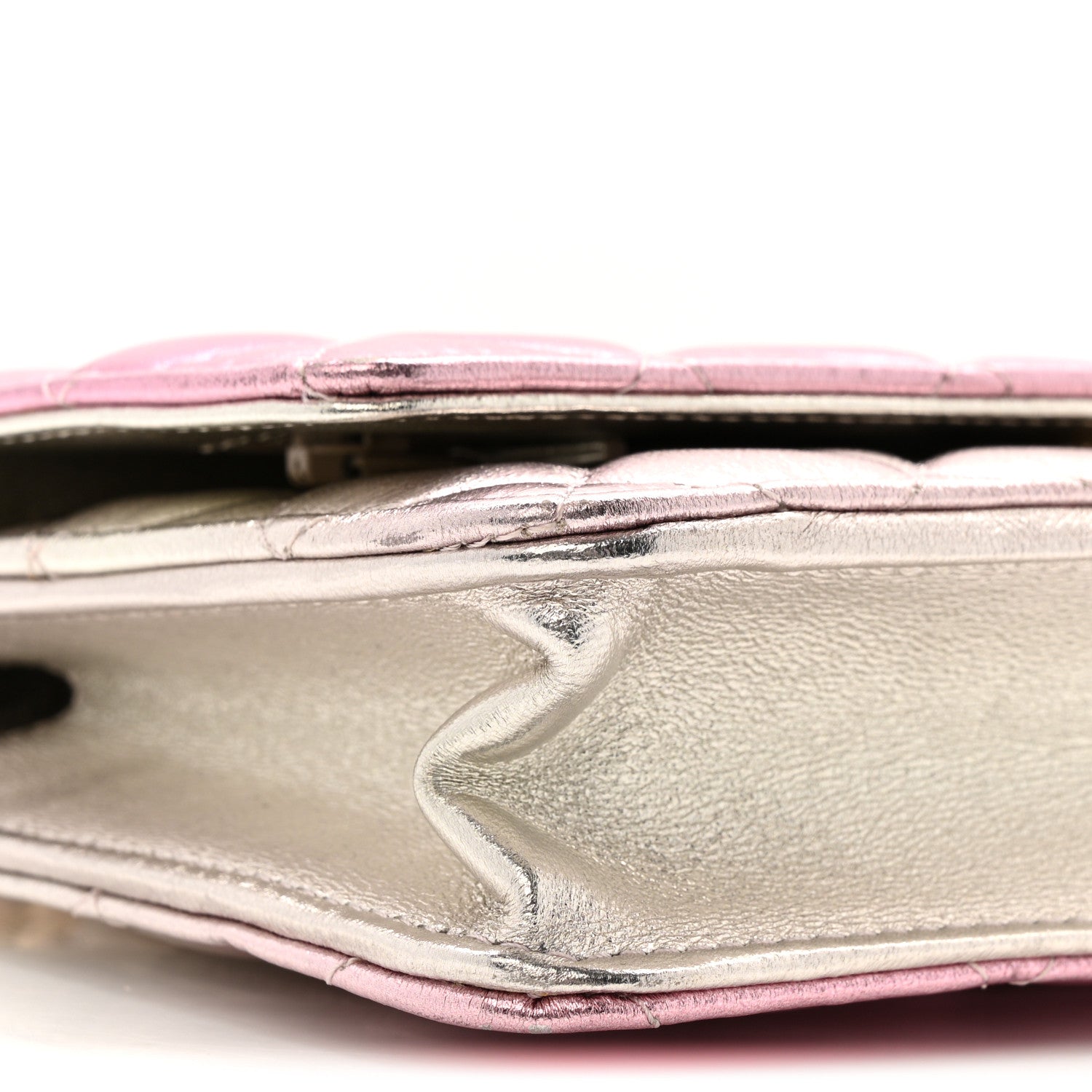Gradient Metallic Lambskin Quilted Like A Wallet Wallet On Chain WOC Gold Pink