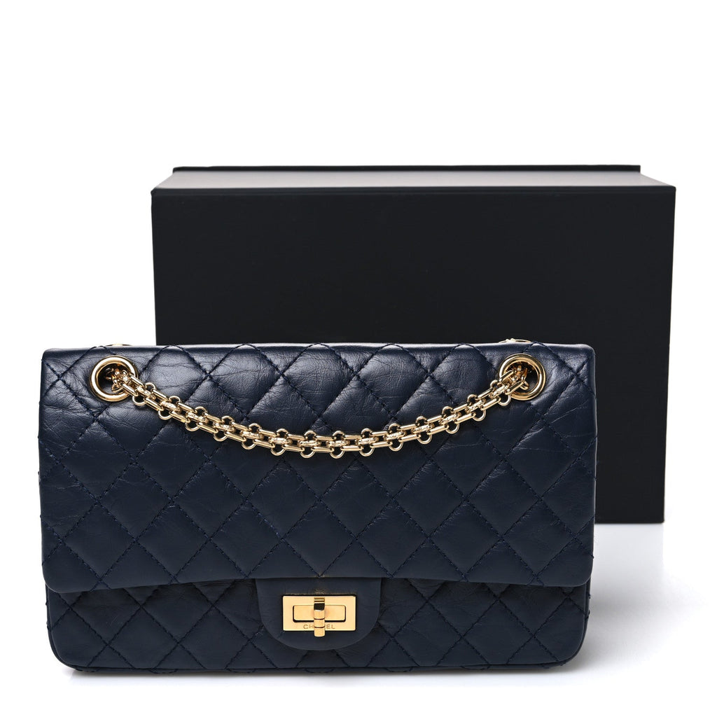 Aged Calfskin Quilted 2.55 Reissue 225 Flap Navy