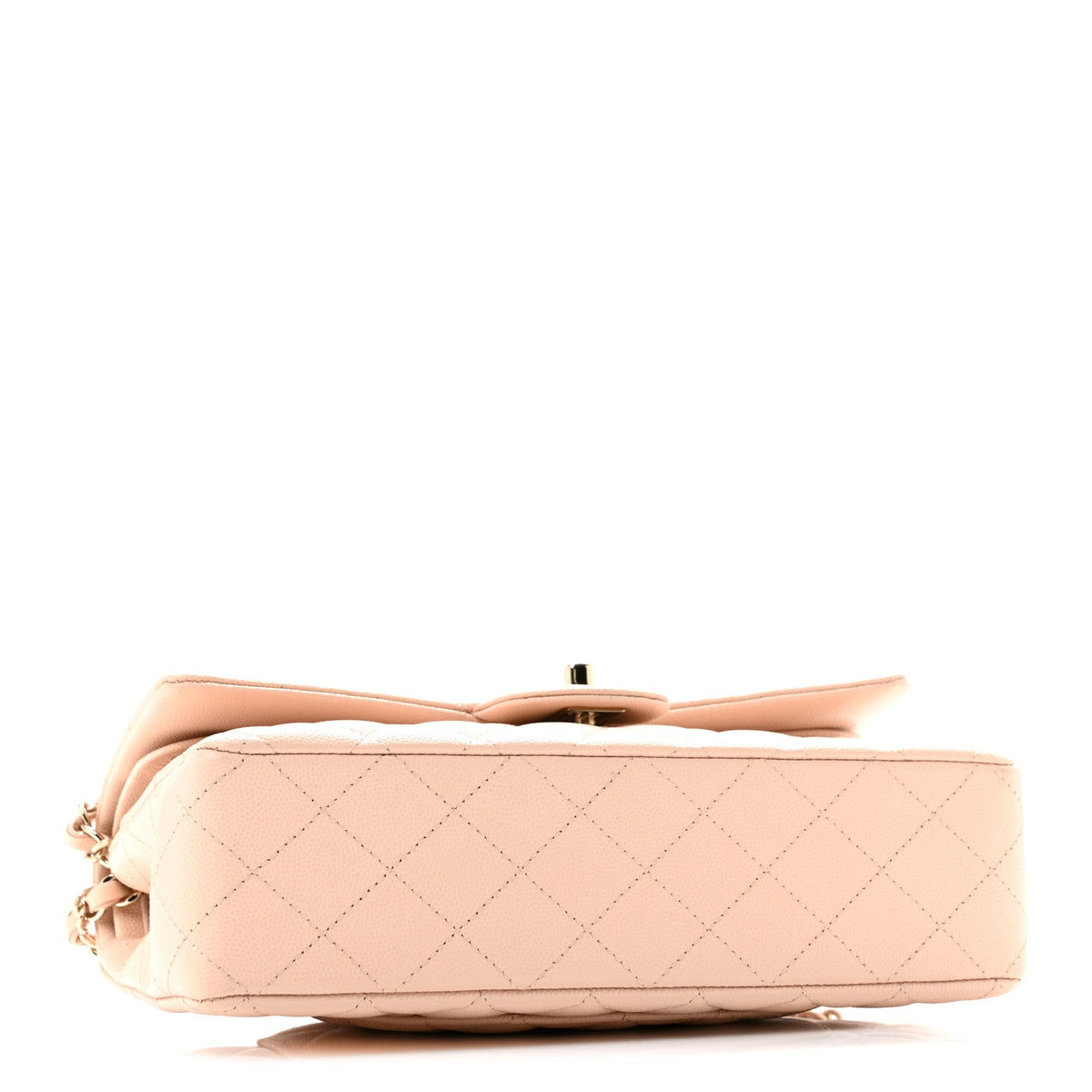 Caviar Quilted Medium Double Flap Light Beige