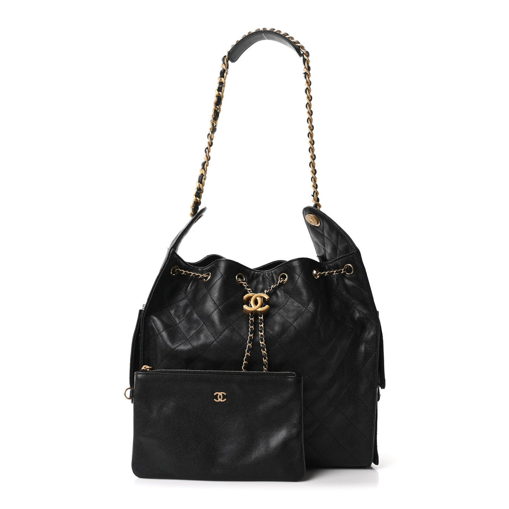 Caviar Quilted Medium Chanel 25 Handbag Black