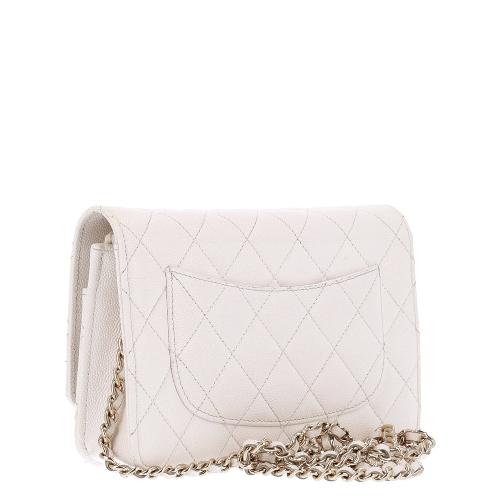 Caviar Quilted Wallet On Chain WOC White