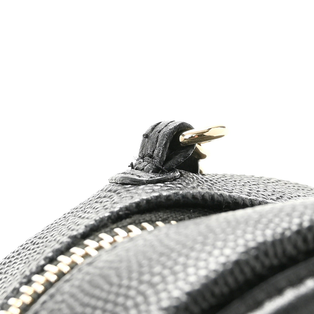 Caviar Quilted Round Filigree Crossbody Black