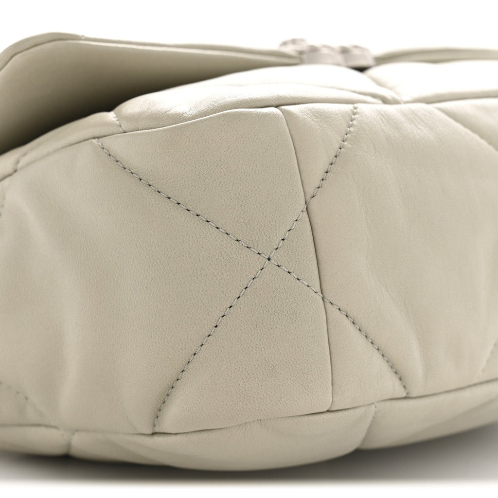 Lambskin Quilted Medium Chanel 19 Flap Light Grey