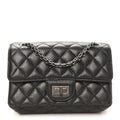 Metallic Sheepskin Quilted 2.55 Reissue Mini Flap Dark Silver
