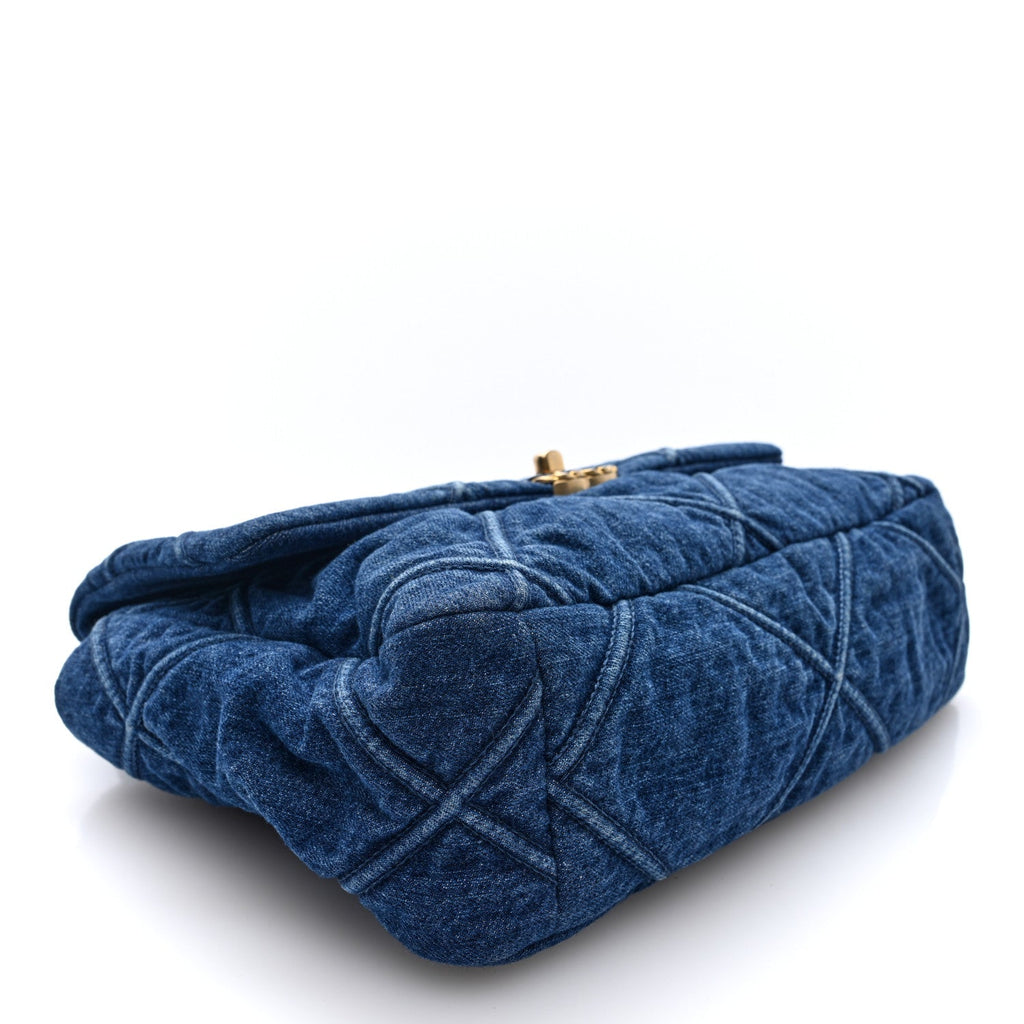 Denim Quilted Large Chanel 19 Flap Blue